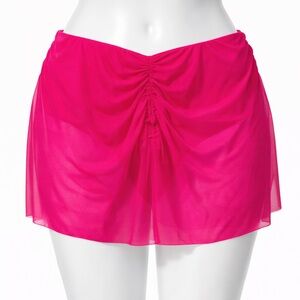 Curv Agile Hot Pink Swim Skirt Bottom Sheer Overlay Plus Size 4X NWT